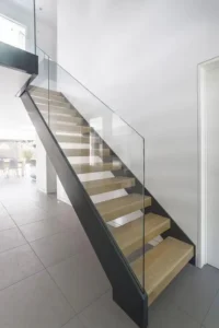 Twin Stringer Stairs with Glass Railings