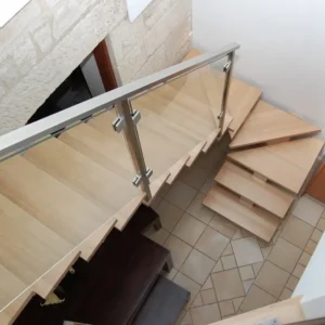 Wood Mono Beam Stairs Custom Railings